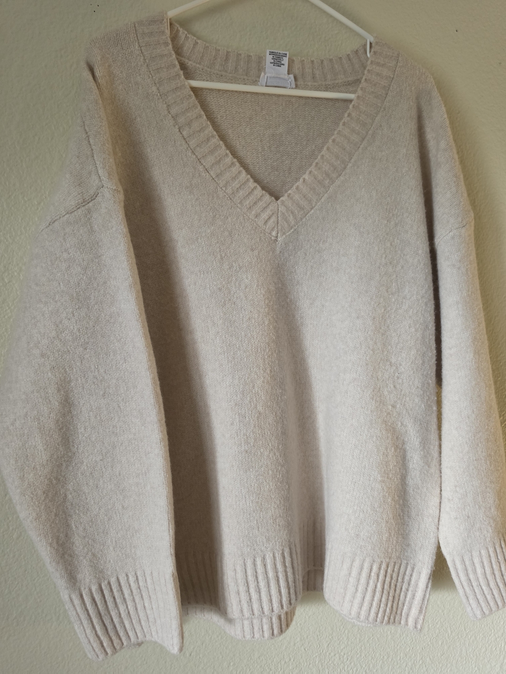 Song of Style Aimee Song Oversized V Neck Sweater Cream Wool Blend Revolve S